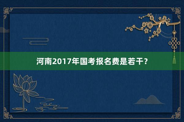 河南2017年国考报名费是若干？